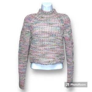 Wilfred Free Aritzia Retrograde Mockneck Pastel Rainbow Cropped Sweater
